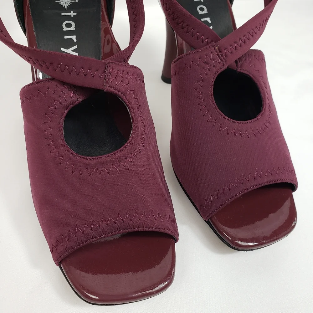 Taryn Burgundy Open Toe Heels - Picture 3 of 13